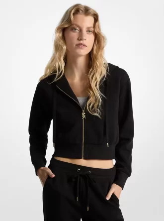 Logotyp Jacquard Charm Jacquard Beskuren Zip-Up Hoodie
