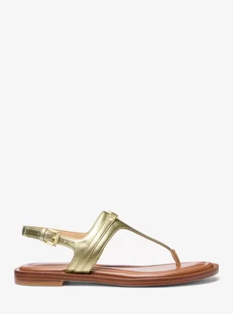 Mandy Metallic Lädersandaler med T-rem