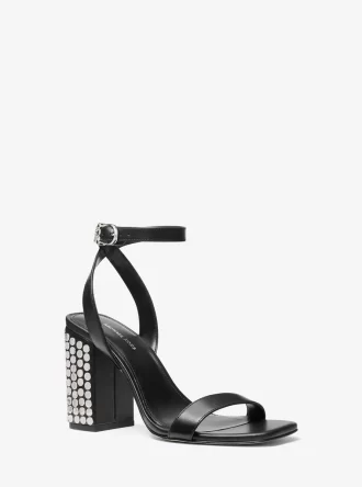 Merriam Nitad Läder Sandal med Blockklack