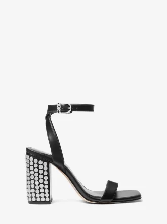 Merriam Nitad Läder Sandal med Blockklack