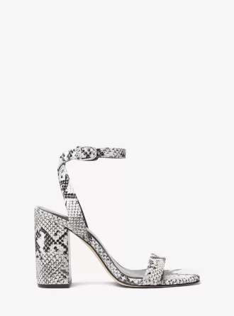 Merriam Snake Präglade Lädersandaler med Block Heel