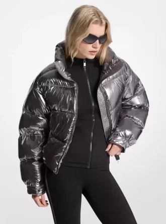 Metallisk nylon Ciré Pufferjacka