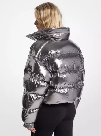 Metallisk nylon Ciré Pufferjacka