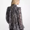 Metalliskt paisleymönstrat Georgette-blus