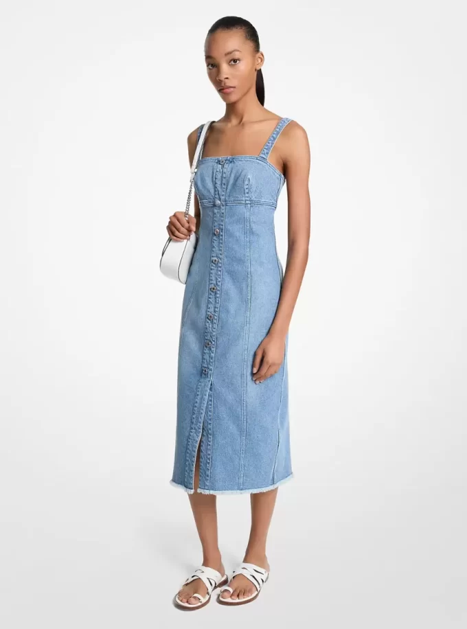 Midiklänning i sliten denim Midiklänning i sliten denim