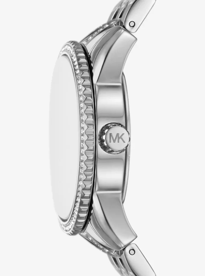 Mini Bryant Pavé-logotyp silverfärgad klocka Mini Bryant Pavé-logotyp silverfärgad klocka