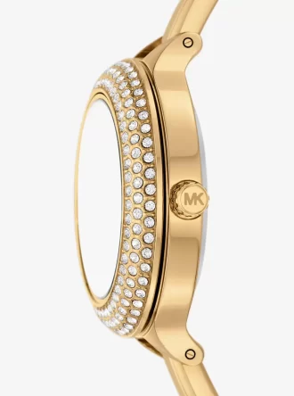 Mini Izzy Pavé guldfärgad klocka och utbytbar bezel-set