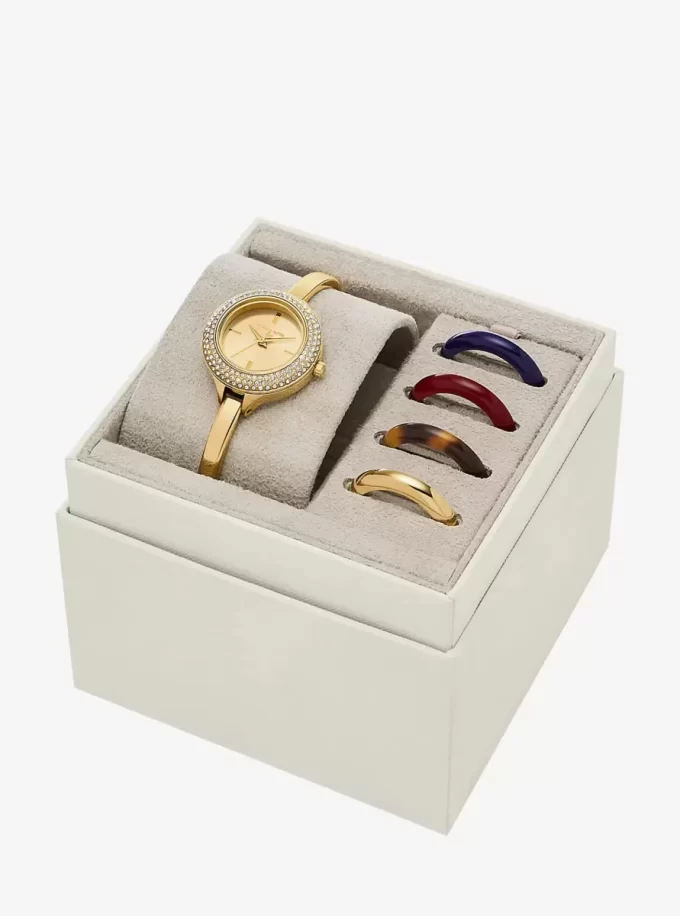 Mini Izzy Pavé guldfärgad klocka och utbytbar bezel-set Mini Izzy Pavé guldfärgad klocka och utbytbar bezel-set