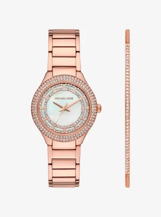 Mini Sylvia Pavé roséguldfärgad klocka och armband presentset