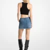 Minikjol i sliten denim
