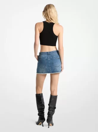Minikjol i sliten denim