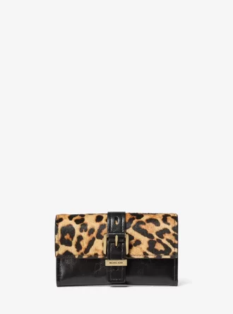 Nolita Medium Leopardmönstrad Kalvhårs- och Läderplånbok med Trippelvikning