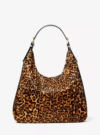 Nolita stor leopardmönstrad hobo-axelväska med kalvhår Nolita stor leopardmönstrad hobo-axelväska med kalvhår