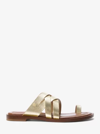 Nora Metallic Pebbled Lädersandaler