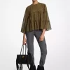 Paisleymönstrad Georgette-blus med flera lager