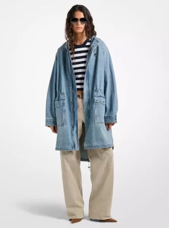 Parkas med huva i denim