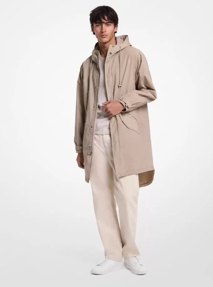 Plaggfärgad stretchig bomullspoplin-anorak Plaggfärgad stretchig bomullspoplin-anorak