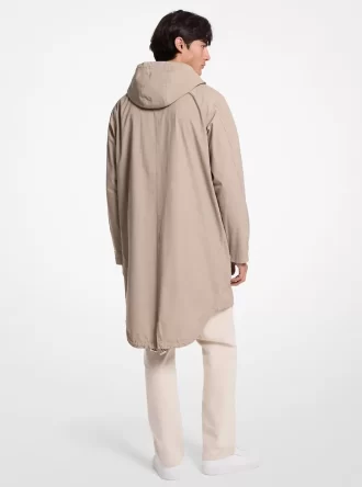 Plaggfärgad stretchig bomullspoplin-anorak