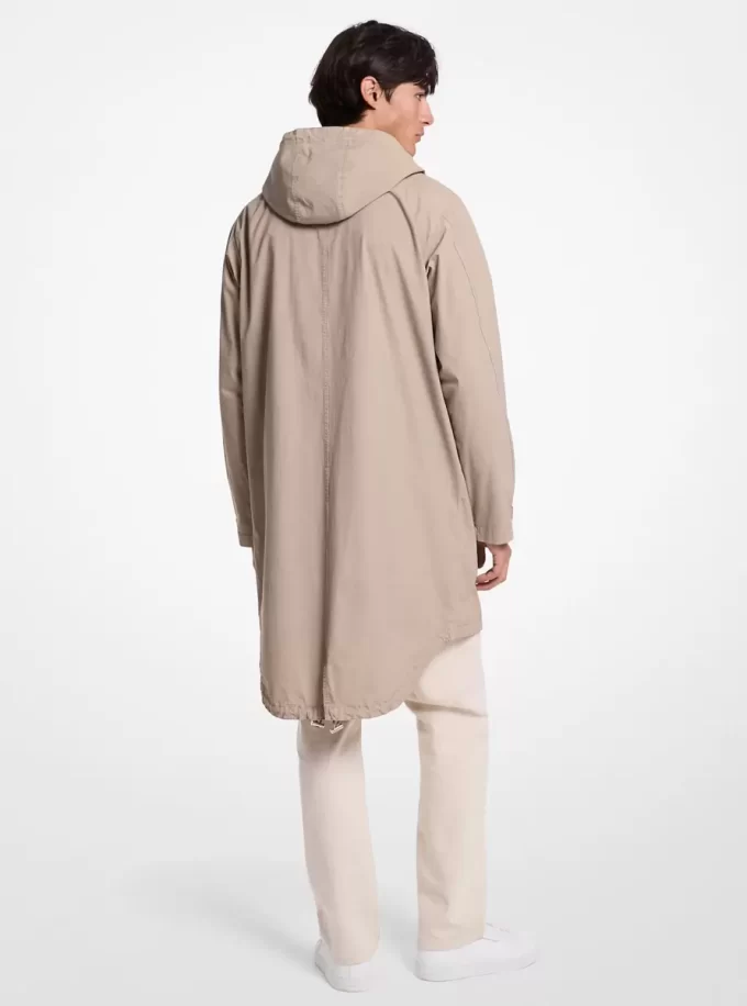 Plaggfärgad stretchig bomullspoplin-anorak Plaggfärgad stretchig bomullspoplin-anorak