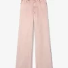 Plaggfärgade vida jeans
