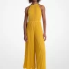 Plisserad utsmyckad Georgette halterneckjumpsuit