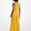 Plisserad utsmyckad Georgette halterneckjumpsuit