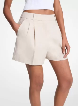 Plisserade shorts i linne och bomull Plisserade shorts i linne och bomull