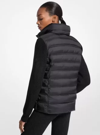 Quiltad nylon- och stickad jacka Quiltad nylon- och stickad jacka