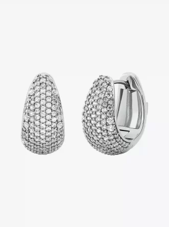 Örhängen med droppformad pavé-motiv i ädelmetallpläterad mässing