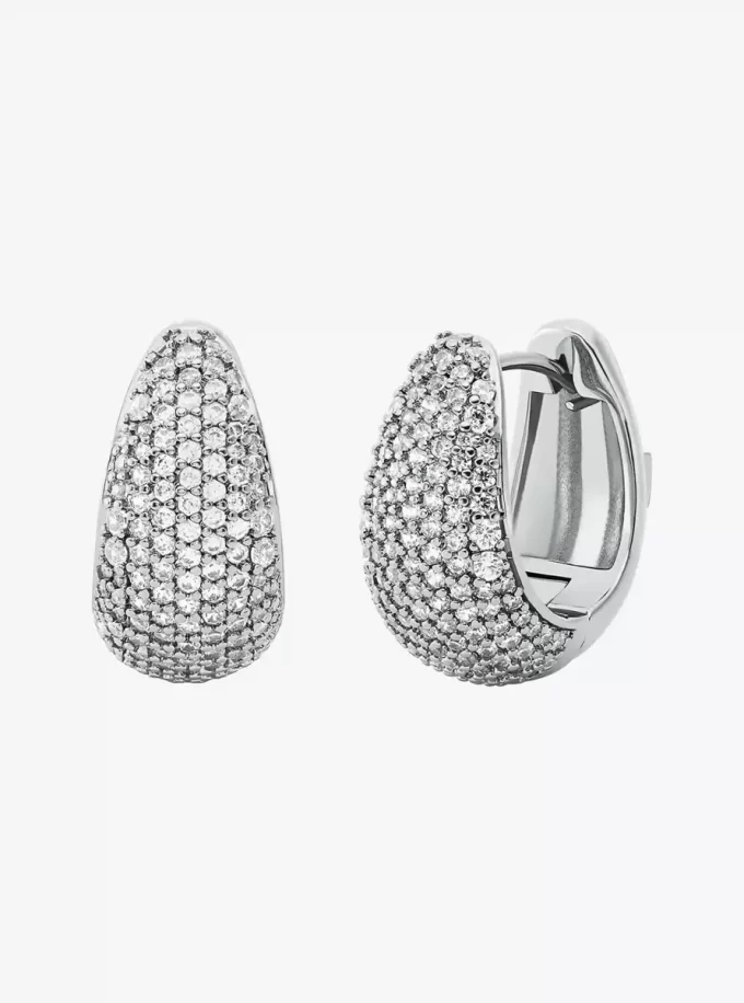 Örhängen med droppformad pavé-motiv i ädelmetallpläterad mässing