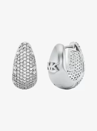 Örhängen med droppformad pavé-motiv i ädelmetallpläterad mässing