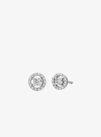 Örhängen med Halo-stift i sterlingsilver, pläterade i ädelmetall