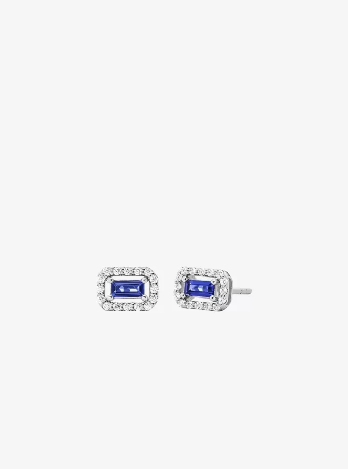 Örhängen med Halo-stift i sterlingsilver, pläterade i ädelmetall