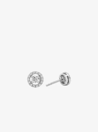 Örhängen med Halo-stift i sterlingsilver, pläterade i ädelmetall