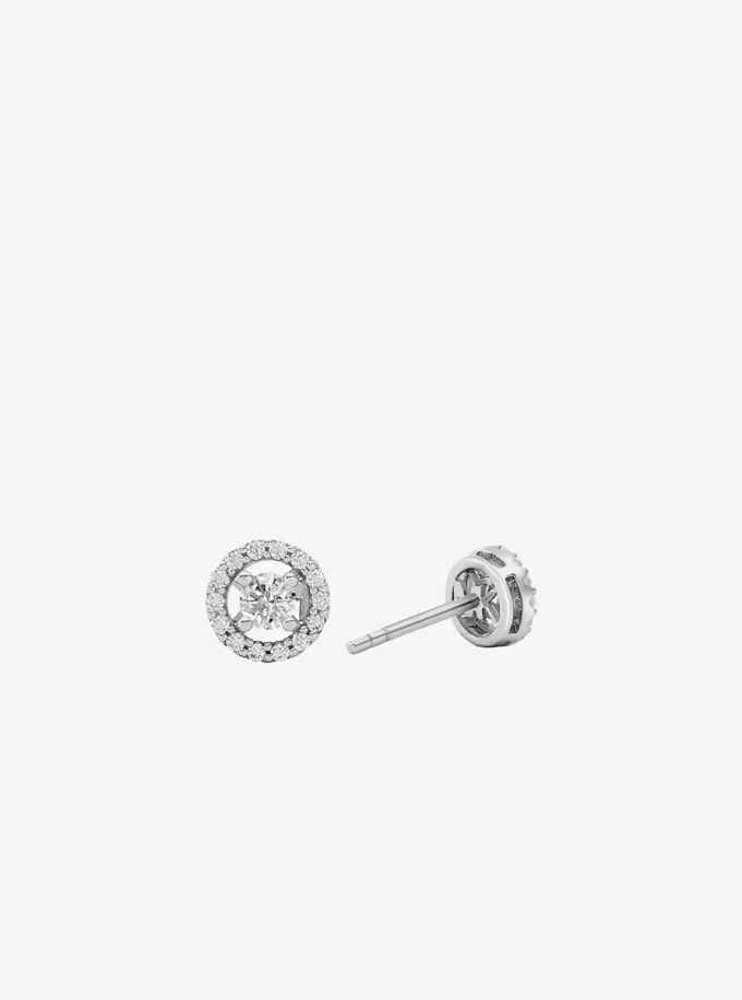 Örhängen med Halo-stift i sterlingsilver, pläterade i ädelmetall