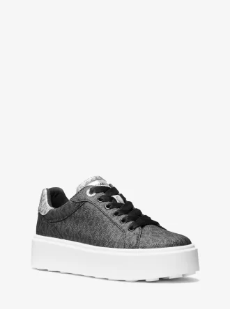 Romey metalliska tvåfärgade signaturlogotyp-plattformsneaker