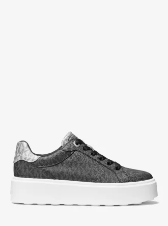 Romey metalliska tvåfärgade signaturlogotyp-plattformsneaker