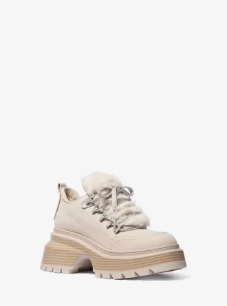 Shiloh platåstövel i nubuck och fuskpäls