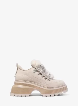 Shiloh platåstövel i nubuck och fuskpäls