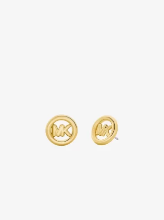 Små logotypörhängen med berlock