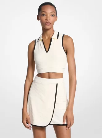 Stickad Tech Cropped Topp med Logotyp och Jacquard
