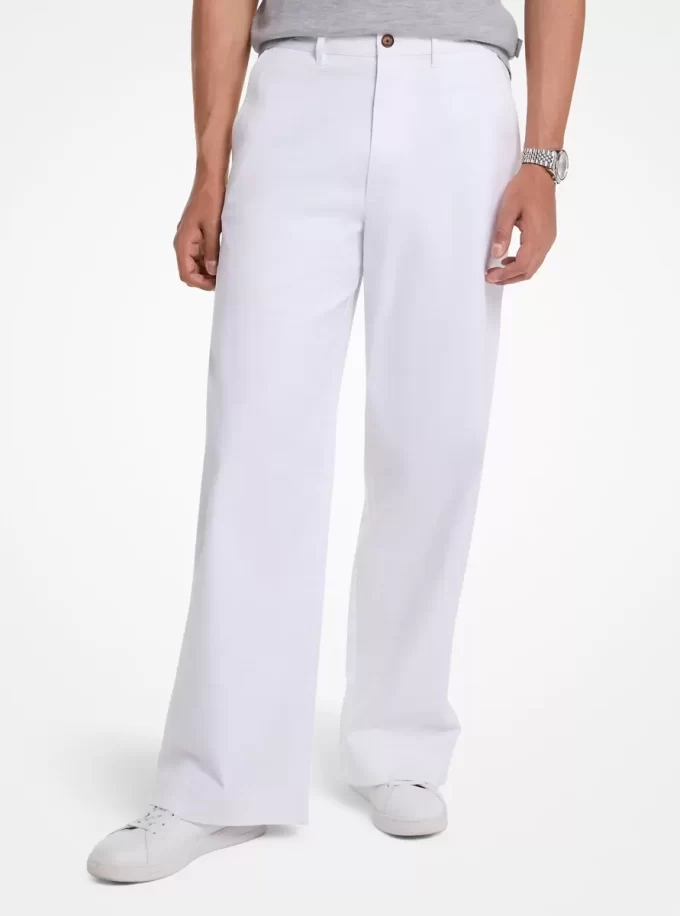 Stretchiga bomullsbyxor med vida ben Stretchiga bomullsbyxor med vida ben
