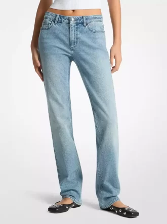 Stretchiga denimjeans i cigarettmönster