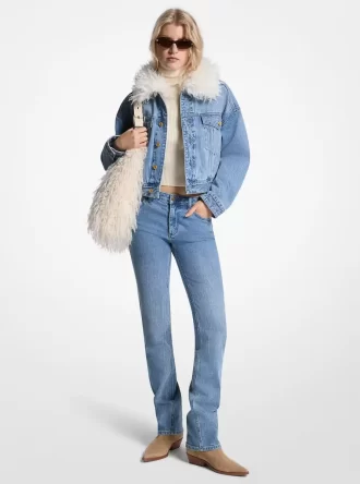 Stretchiga denimjeans i cigarettmönster