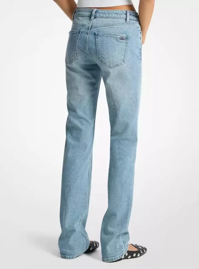 Stretchiga denimjeans i cigarettmönster Stretchiga denimjeans i cigarettmönster