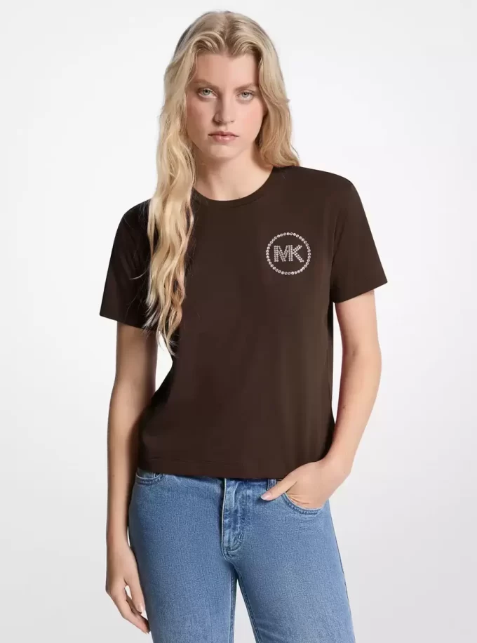 T-shirt i ekologisk bomull med utsmyckad logotyp T-shirt i ekologisk bomull med utsmyckad logotyp