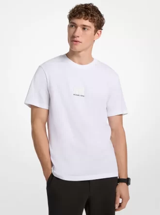 T-shirt med grafisk logotyp och präglad bomull