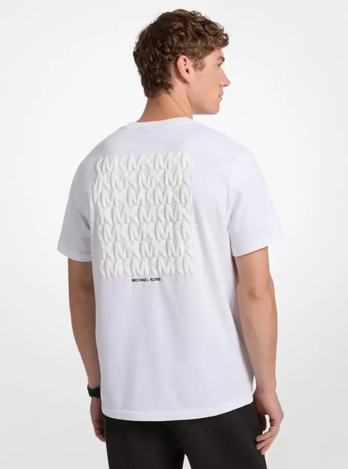 T-shirt med grafisk logotyp och präglad bomull
