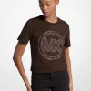 T-shirt med nitar och logotyp i ekologisk bomullsjersey T-shirt med nitar och logotyp i ekologisk bomullsjersey