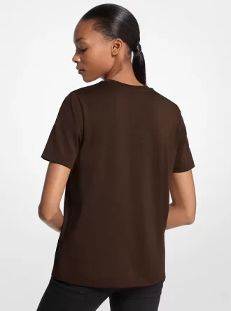 T-shirt med nitar och logotyp i ekologisk bomullsjersey